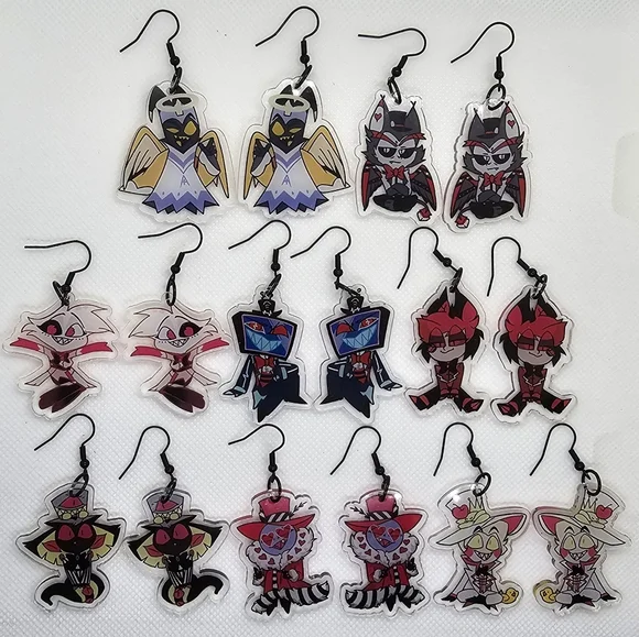 Hazbin Hotel Dangle Earrings! Handmade! Hypo-Allergenic Code Your Character! - Picture 1 of 1